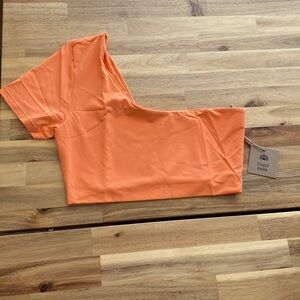 🆕 FREE PEOPLE X TOAST Signature One Shoulder Crop Top in Nectarine